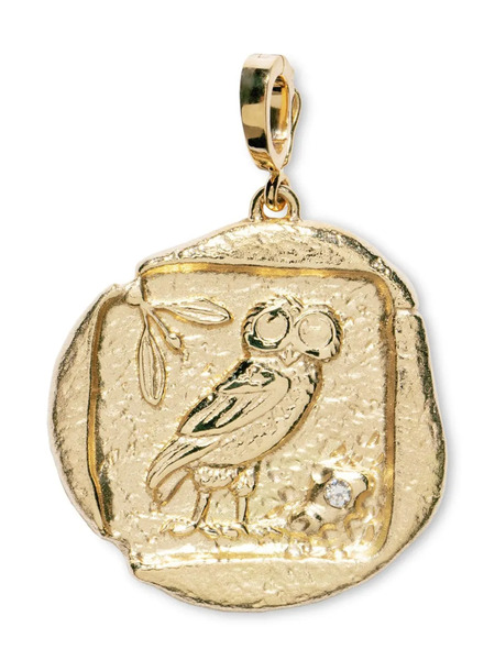  Azlee 18kt Yellow Gold Large Owl Of Athena Diamond Pendant Charm 