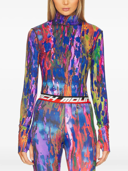  Aztech Mountain Abstract-print Mock-neck Top - Pink 