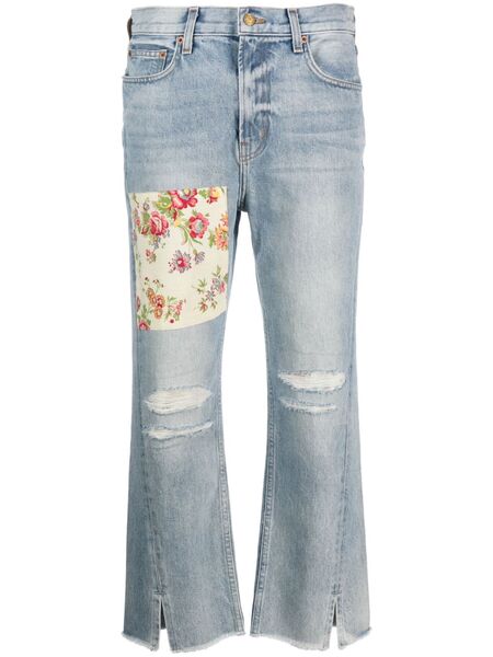  B Sides Cropped Distressed-effect Jeans - Blue 