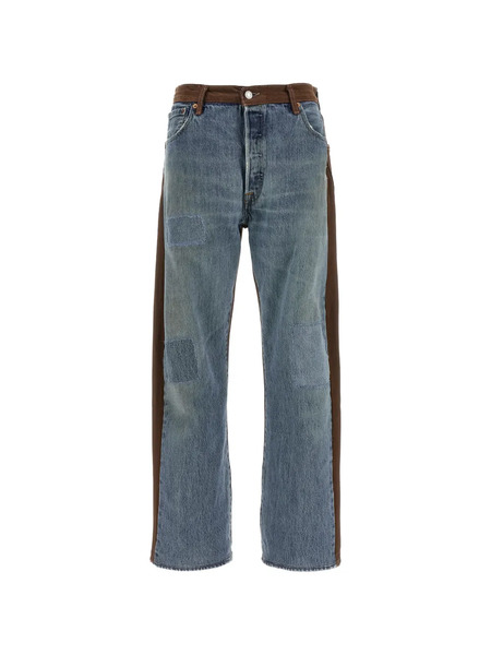  B Sides Customised Levi's Straight Rework Halfsie Cotton Jeans - Blue 