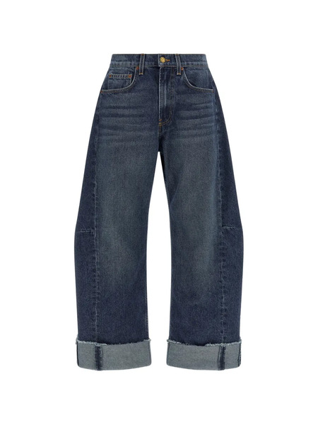  B Sides Relaxed Cuffed Lasso Cotton Jeans - Blue 