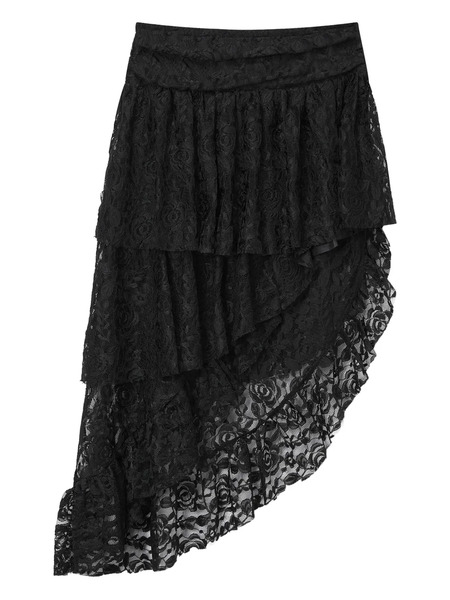  B+ab Asymmetrical Lace Mini Skirt - Black 