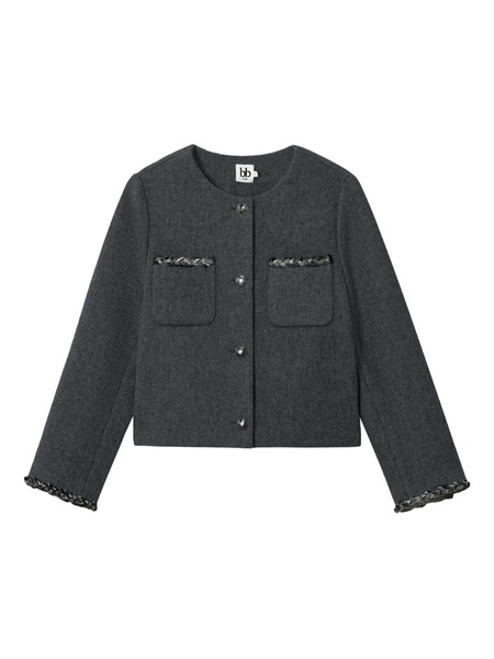  B+ab Braided-trimmed Pocket Jacket - Grey 