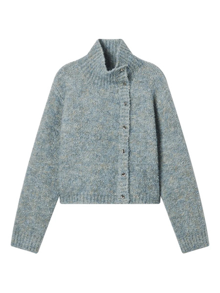  B+ab Button High-neck Cardigan - Blue 