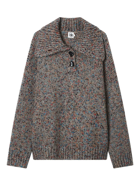  B+ab Button High-neck Sweater - Brown 