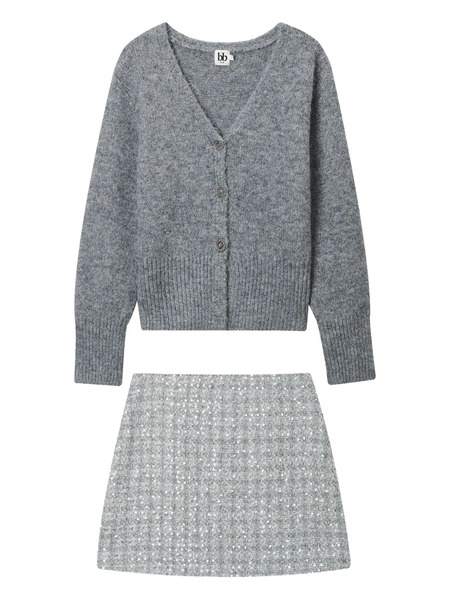  B+ab Button Skirt - Grey 