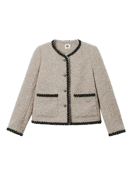  B+ab Buttoned Contrast Trim Jacket - Neutrals 