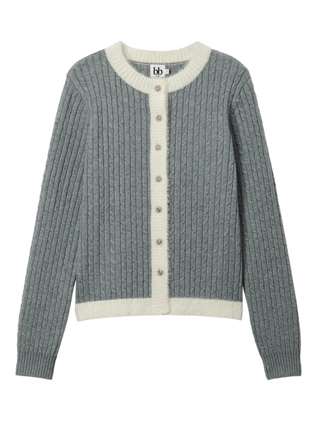  B+ab Cable-knit Button Cardigan - Grey 