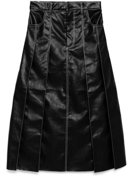  B+ab Contrast Stitching Midi Skirt - Black 