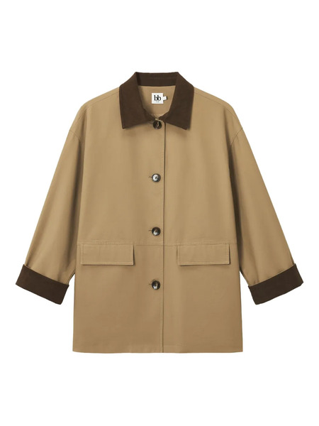  B+ab Corduroy-collar Cotton Coat - Neutrals 