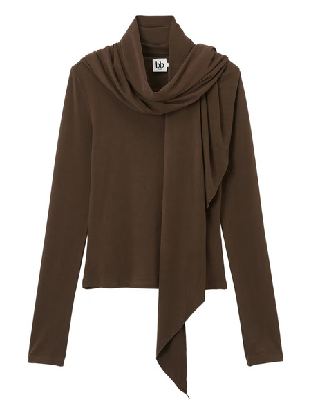  B+ab Draped Long-sleeve Blouse - Brown 