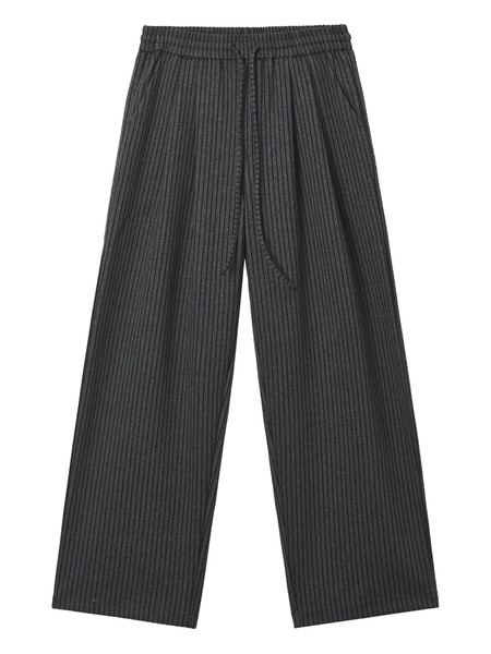  B+ab Drawstring-fastening Striped Trousers - Grey 