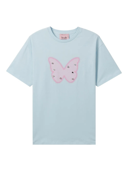  B+ab Embellished-butterfly Cotton T-shirt - Blue 