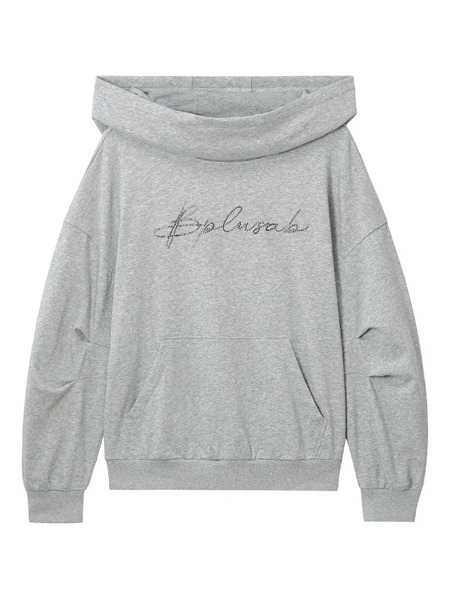  B+ab Embellished Cowl-neck Hoodie - Grey 