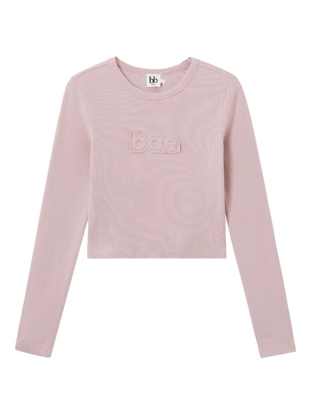  B+ab Embossed Long-sleeve Top - Pink 