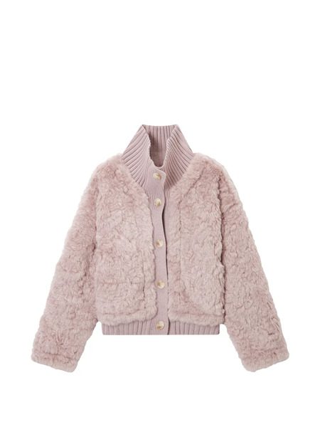  B+ab Faux Fur Funnel-neck Jacket - Pink 