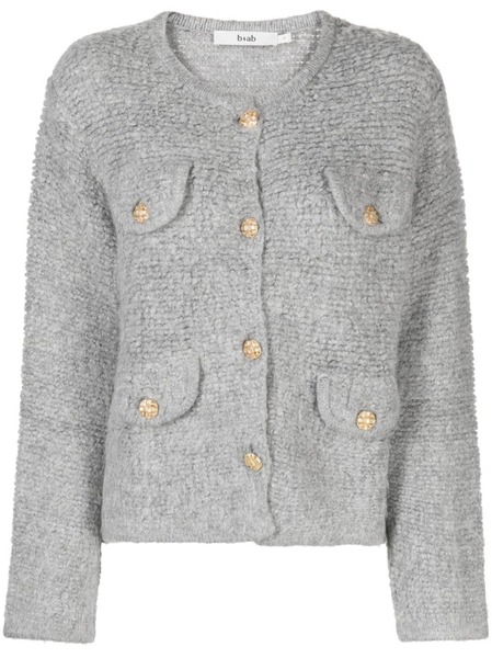  B+ab Flap-pocket Bouclé Wool-blend Cardigan - Grey 