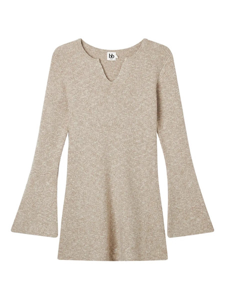  B+ab Flared-sleeve V-neck Mini Dress - Neutrals 
