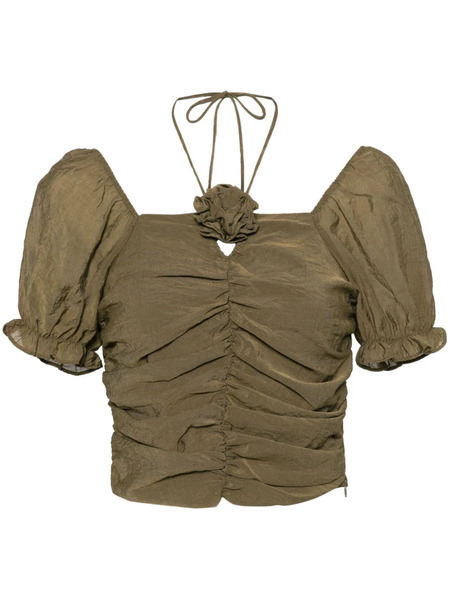  B+ab Floral-appliqué Halterneck Top - Neutrals 