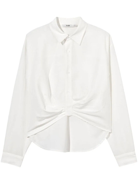  B+ab Gathered-detail Long-sleeve Shirt - White 
