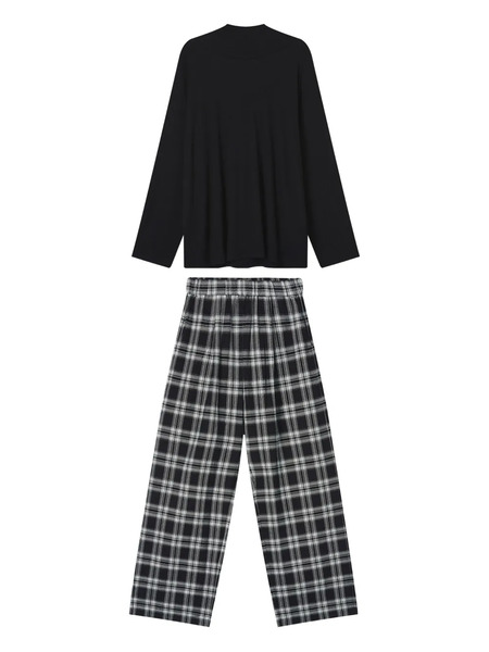  B+ab Hooded Check-print Set - Black 