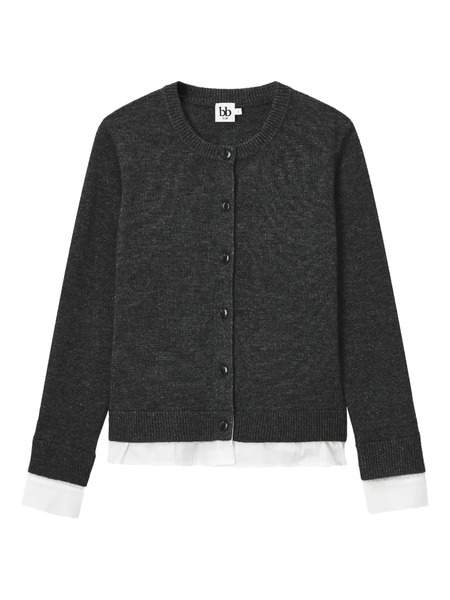  B+ab Layered Buttoned Cardigan - Grey 