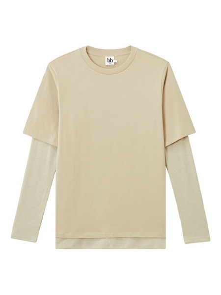  B+ab Layered Cotton T-shirt - Neutrals 
