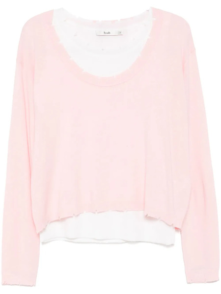  B+ab Layered Raw-edge Knitted Top - Pink 