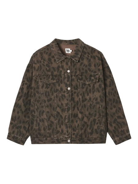  B+ab Leopard-pattern Denim Jacket - Brown 
