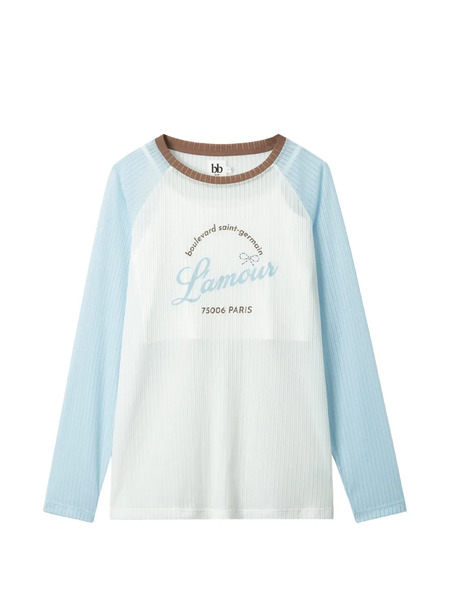  B+ab Long-sleeve Graphic Top - White 