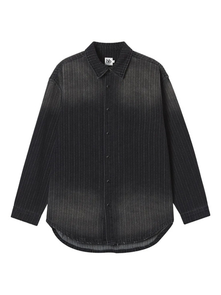  B+ab Pinstripe Cotton Shirt - Black 