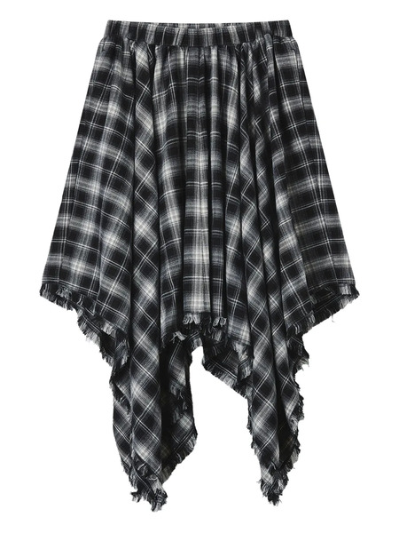  B+ab Plaid Fringed Midi Skirt - Black 