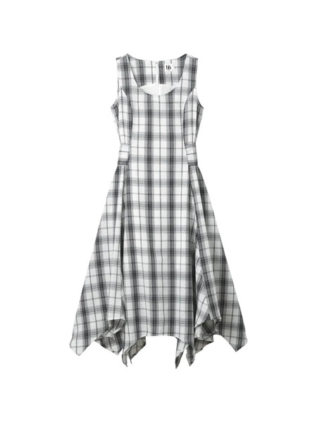  B+ab Plaid-pattern Belted Dress - White 