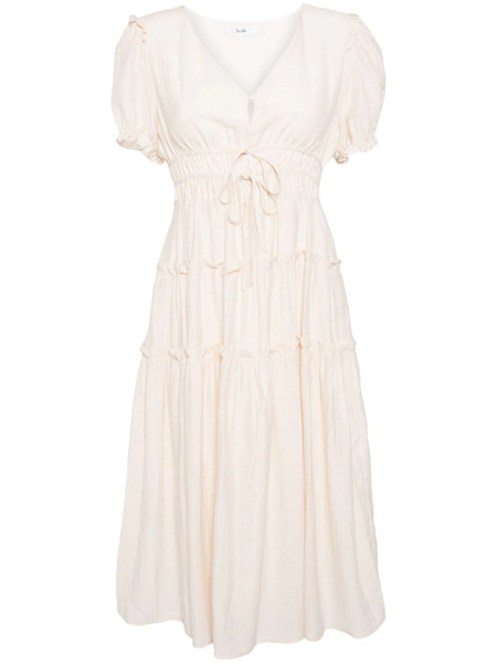  B+ab Pleated Tiered Midi Dress - White 