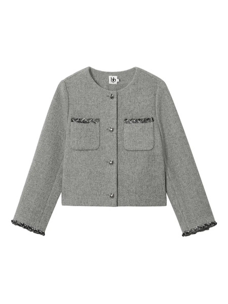  B+ab Pocket-trimmed Embellished-cuff Jacket - Grey 