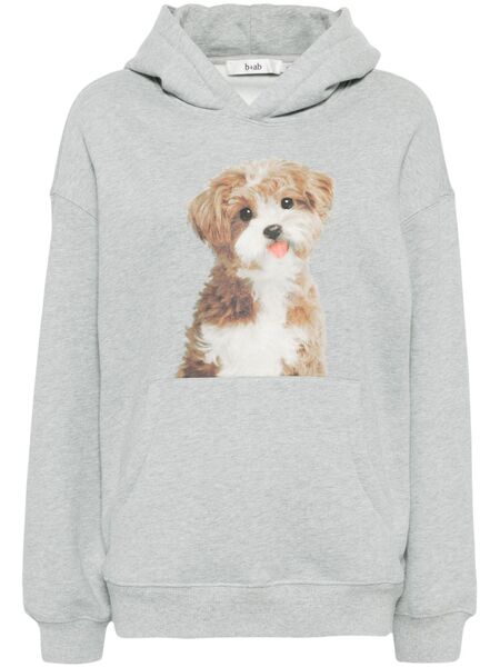  B+ab Puppy-print Hoodie - Grey 