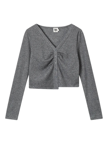  B+ab Ribbed Buttoned Cardigan - Grey 