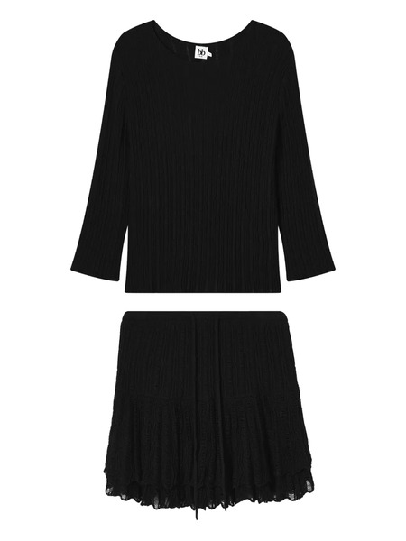  B+ab Ribbed-knit Ruffled Jumpsuit - Black 