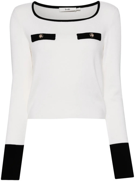  B+ab Round-neck Cropped Knitted Top - Neutrals 