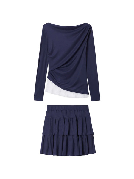  B+ab Ruffled Mini Skirt Set - Blue 