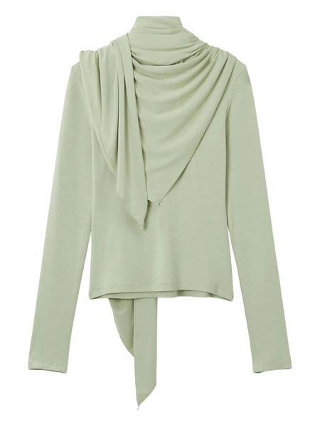  B+ab Scarf-neck Long-sleeve Top - Green 