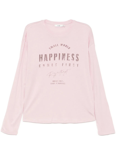  B+ab Slogan-print Long-sleeves T-shirt - Pink 