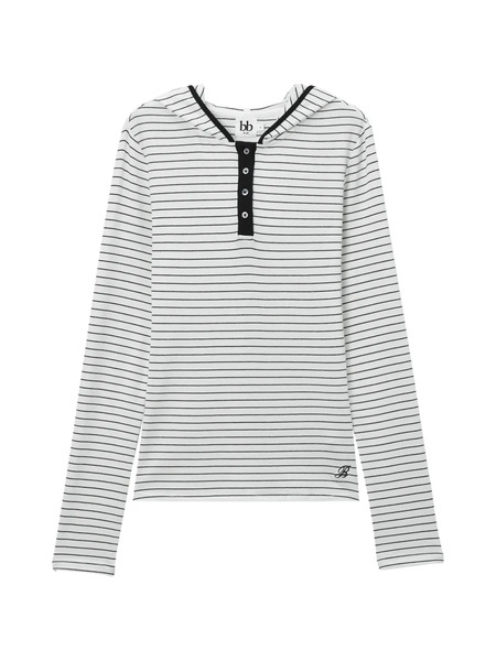 B+ab Striped Hooded Top - White 