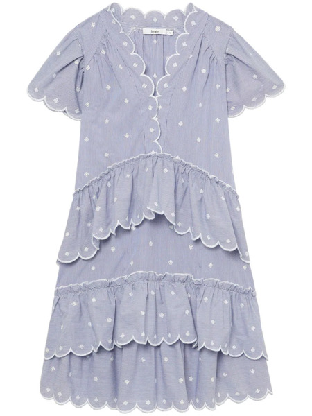  B+ab Striped Scallop-trim Minidress - Blue 