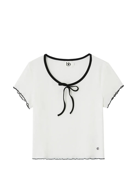  B+ab Tie-neck Ribbed T-shirt - White 