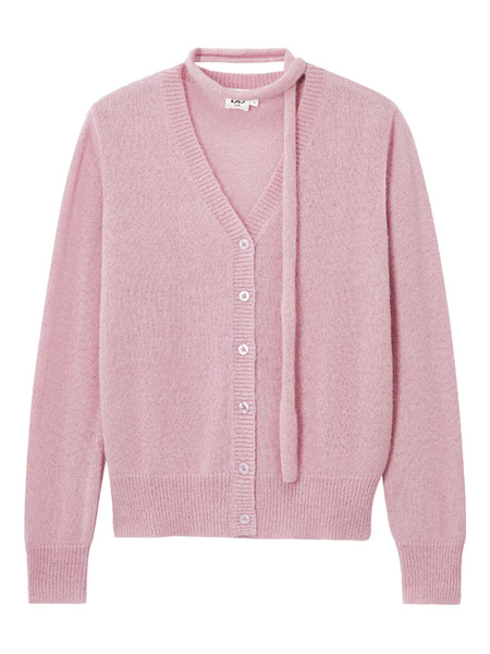  B+ab Tie-neck V-neck Cardigan - Pink 
