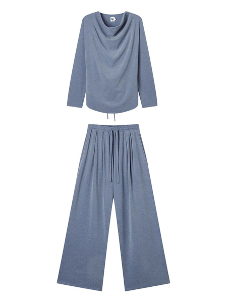  B+ab Tie-waist Trousers And Top Set - Blue 
