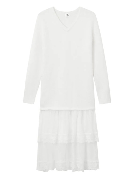  B+ab V-neck Midi Dress - White 