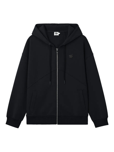  B+ab Zip-front Logo-detail Hoodie - Black 