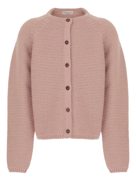  Babe And Tess Crew-neck Button Cardigan - Pink 